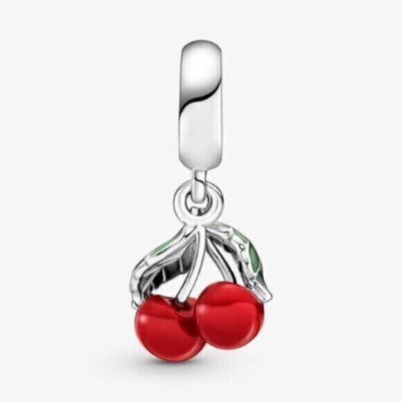 Pandora Asymmetrical Cherry Fruit Dangle Charm - Picture 1 of 5